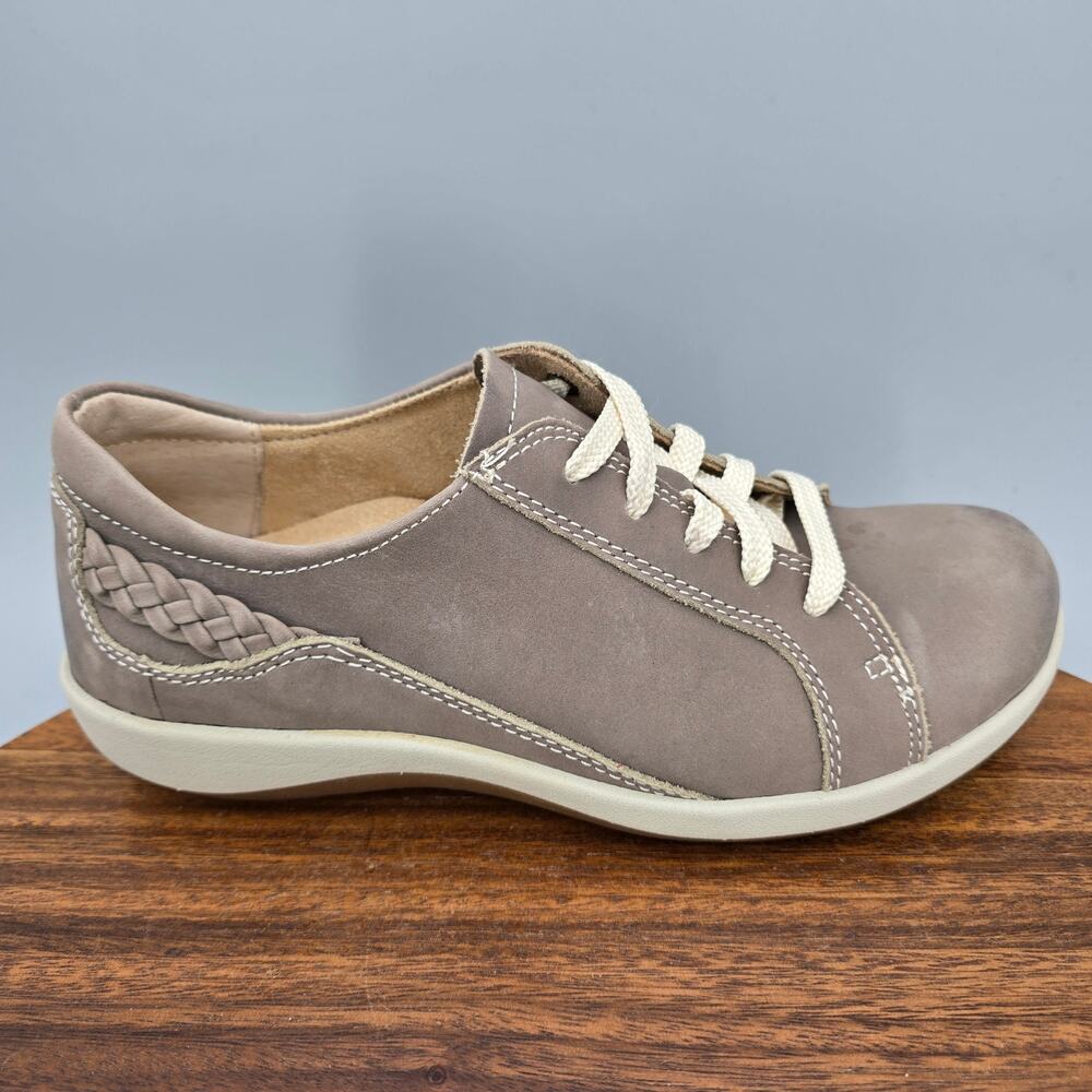 Aetrex Shoes Womens 6.5 Taupe Warm Gray Nubuck Leather Comfort Orthotic Oxfords